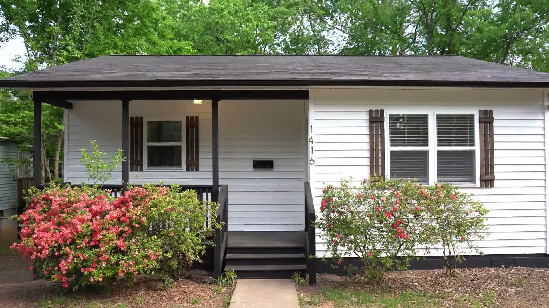 Finished front porch at 1416 N Davidson St, Charlotte